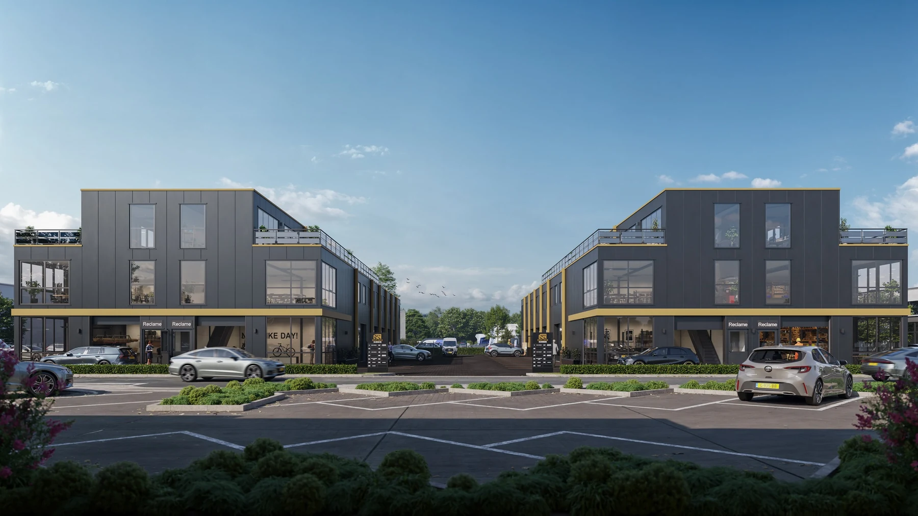 Architectuurimpressie van het exterieur van Edelbox Business Arnhem.